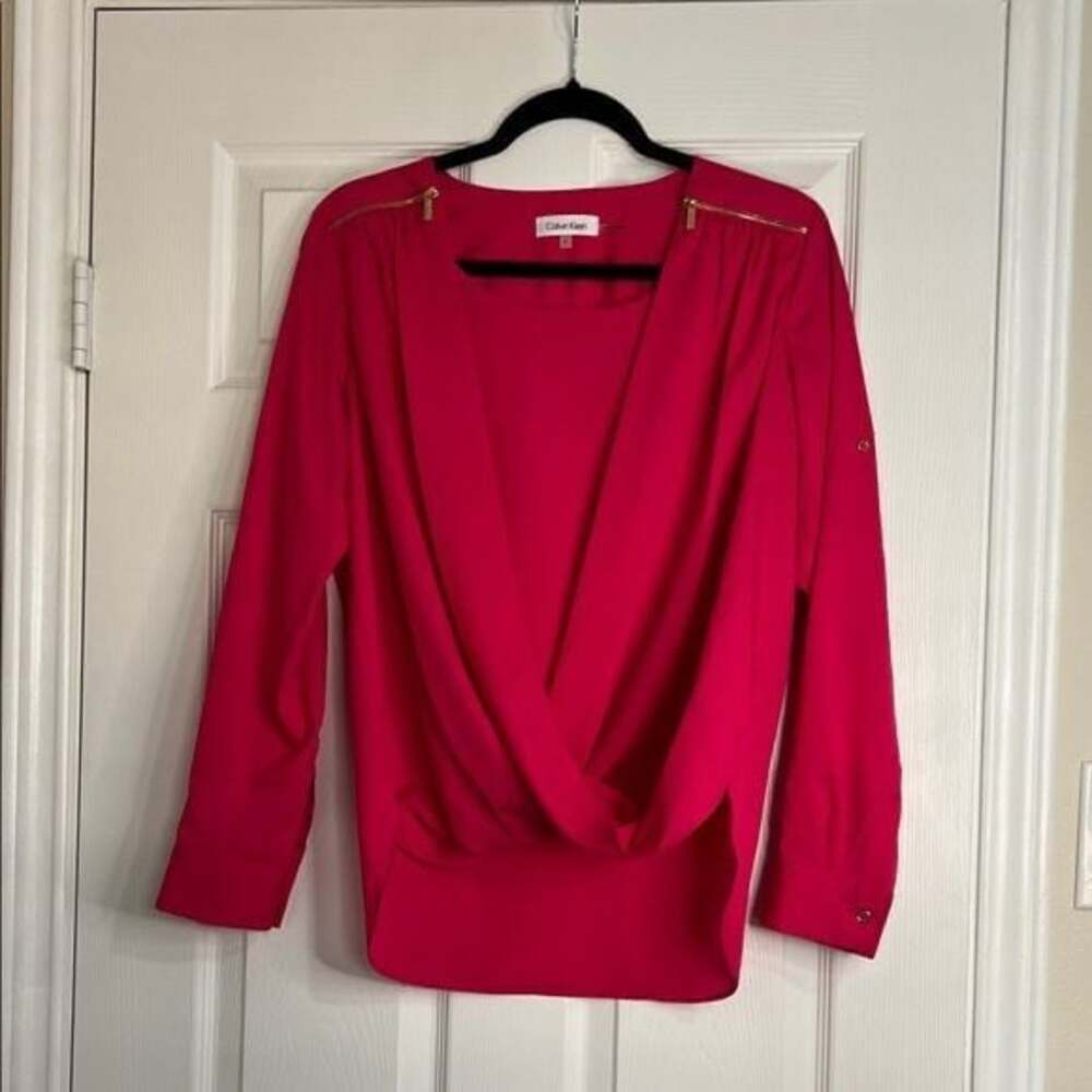 Calvin Klein Women's Pink Drape Blouse